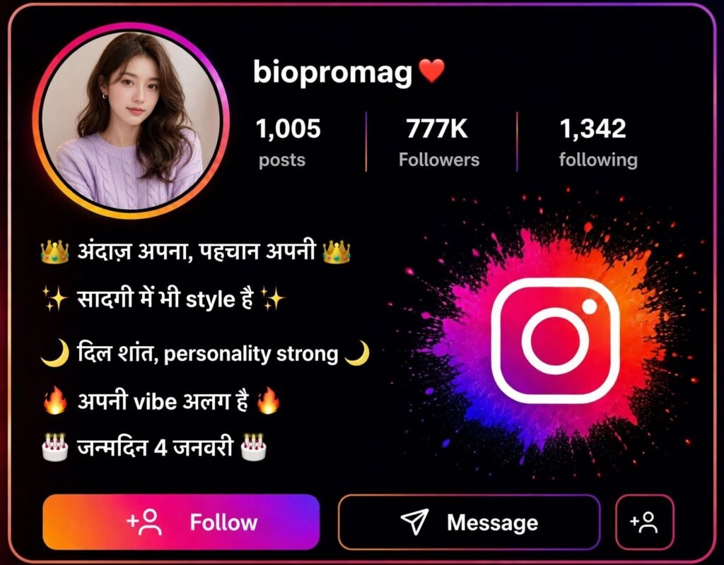 Stylish Hindi Bio for Instagram