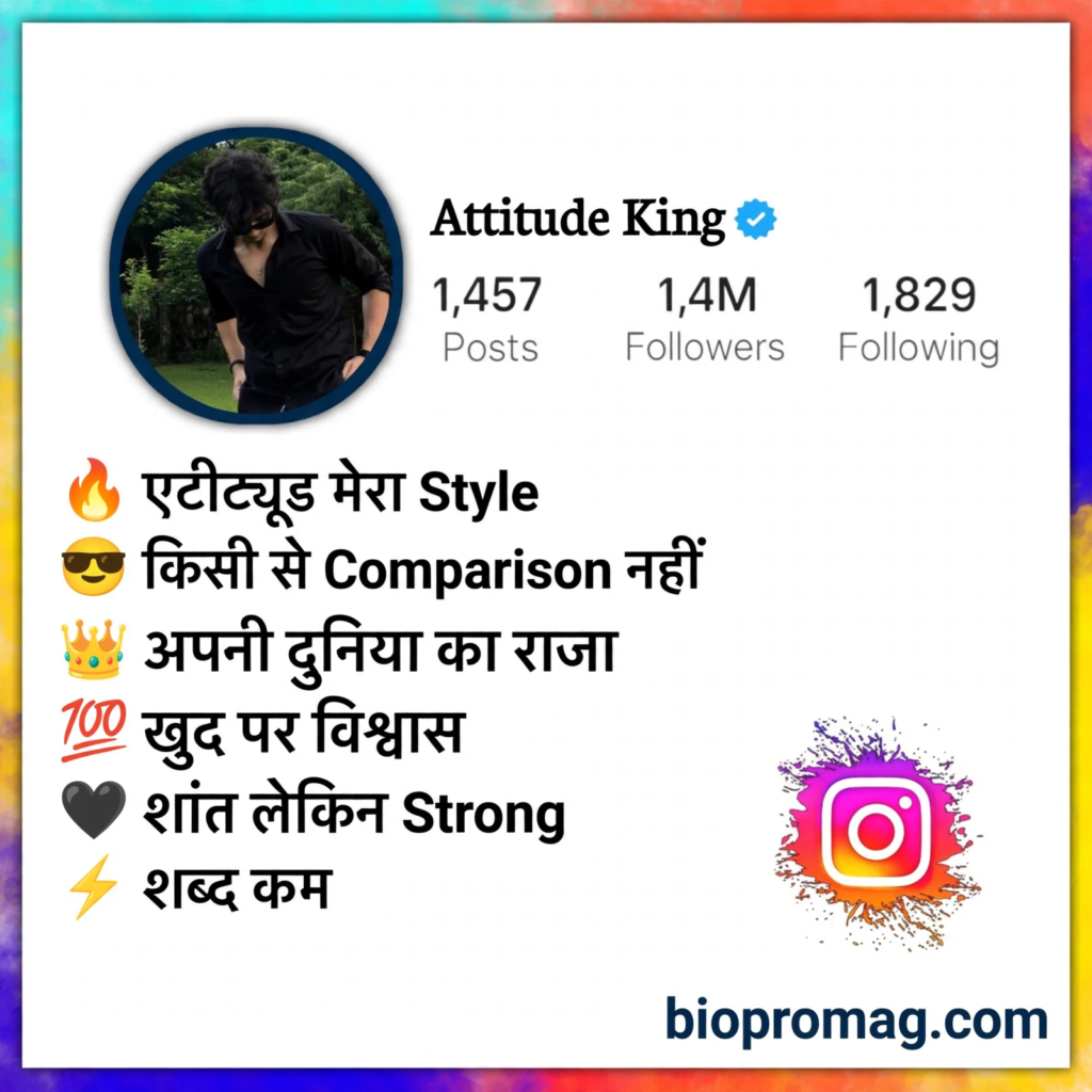 attitude bio for Instagram for boy in Hindi